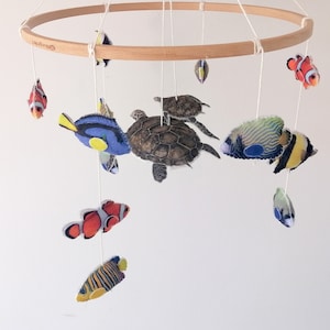 ocean coral reef fish turtle crib mobile nursery,felt under the sea mobile,gender neutral mobile, nautical  mobile,ocean baby shower gift
