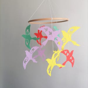 Birds crib mobile for neutral nursery,paper cardstock birds decor,realistic birds girl boy nursery mobile,home decor,baby shower gift ideas