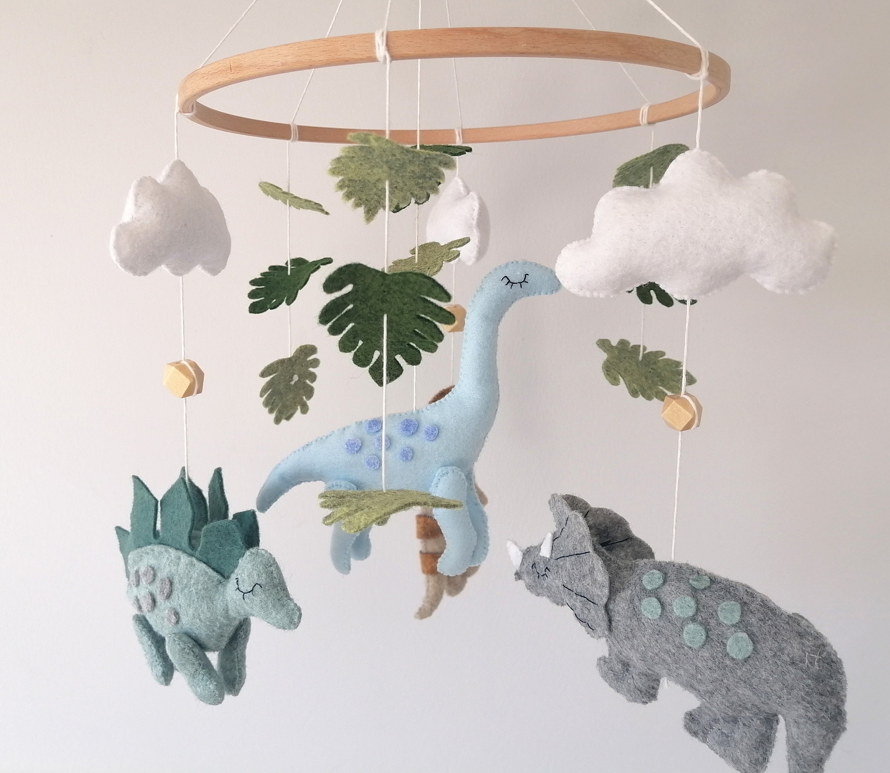 Dinosaur Crib Mobile for Boy Nursery,wool Felt Dino Cot Mobile,baby