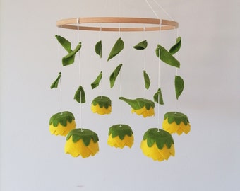 Móvil de cuna de girasol para habitación de bebé, móvil de flores de fieltro para habitación de niña, móvil floral, regalo para baby shower, recién nacido, decoración de habitación de girasol.