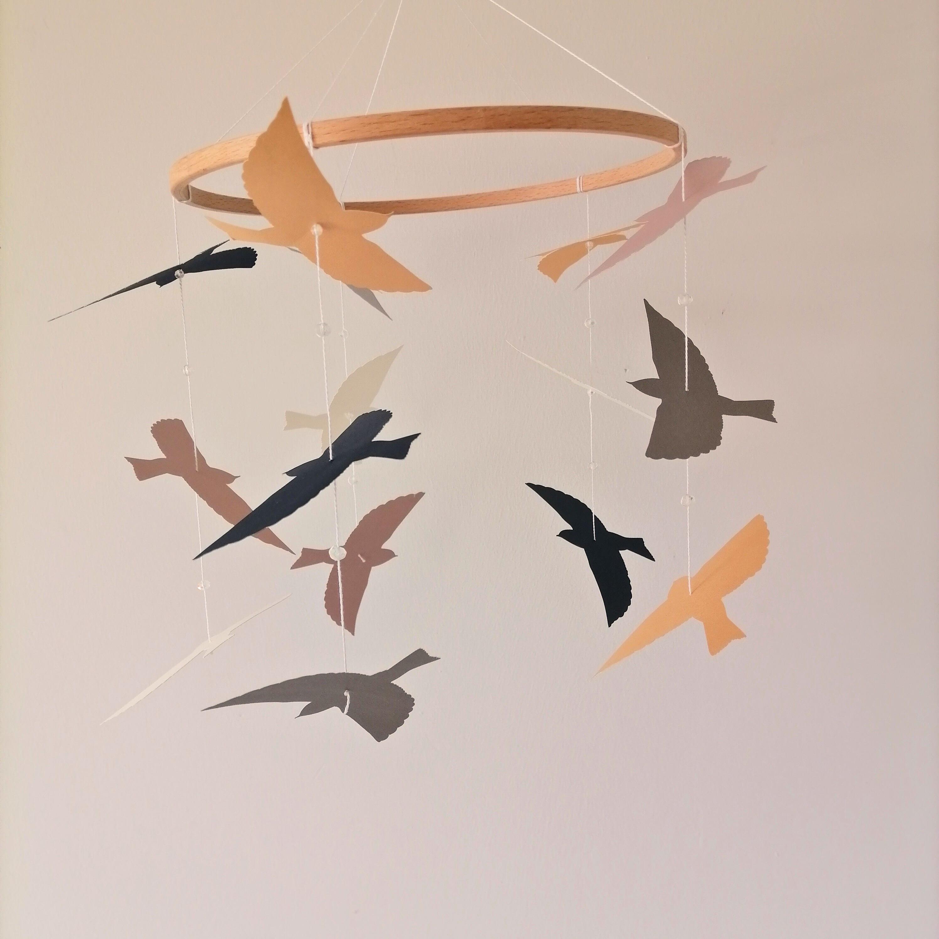 Birds Crib Mobile for Neutral Nursery,paper Cardstock Birds Decor