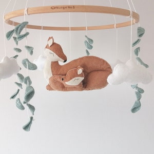 Deer Crib Mobile For Neutral Nursery,Felt,Baby Shower Gift,New Parents Gift,Unisex Mobile,Forest Woodland Baby Mobile,Doe Fawn Cot Mobile