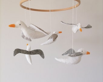 SeaGull Crib Mobile For Nursery,Felt,Neutral Nursery Mobile Decor For Girl Boy,Baby Shower Gift, Ocean Cot Mobile,New Parents Gift,Newborn