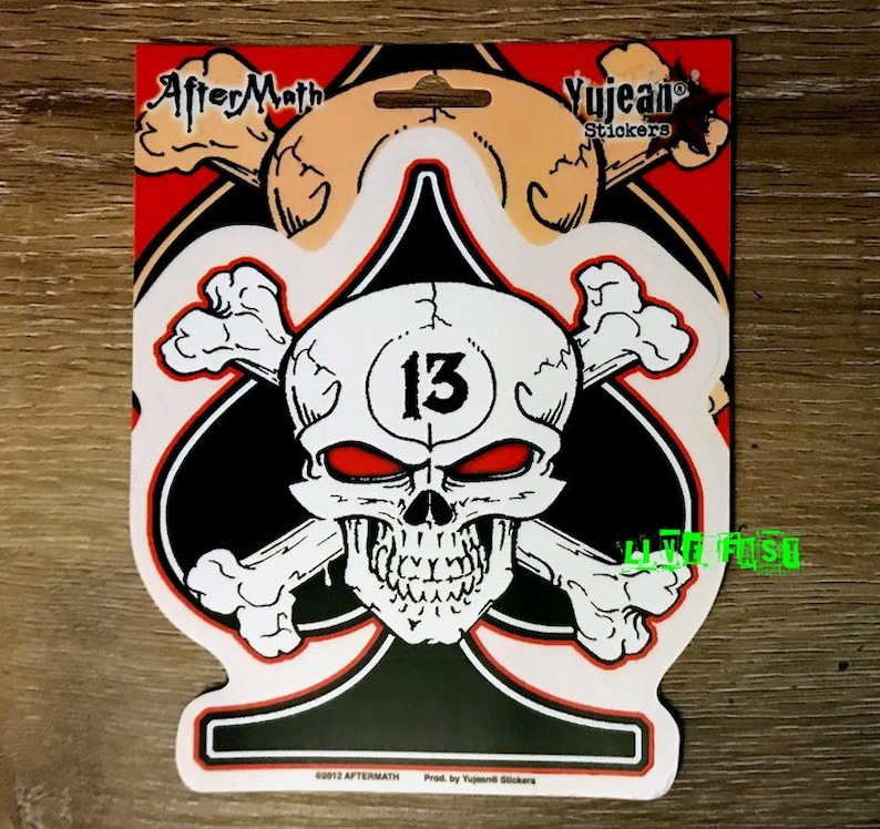 SKULL 13 SPADE Sticker Decal Motorcycle Biker Hot Rod Muscle Car Decals ...