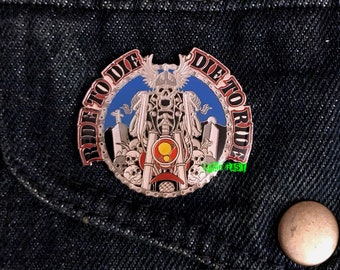 DIE TO RIDE Biker Lapel Pin vintage motorcycle jacket vest pin enamel pin