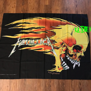 METALLICA - PUSHEAD SKULL Flag Banner Tapestry Fabric Poster Vintage 2000