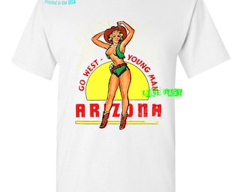 Vintage Cowgirl Pin Up T-Shirt: Arizona Travel Souvenir