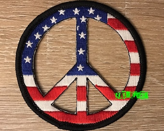 PEACE SIGN PATCH peace symbol usa hippie vest jacket vintage americana retro 60s