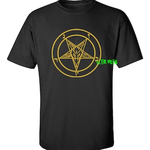 BAPHOMET PENTAGRAM T SHIRT (Gold Print) anton lavey aleister crowley church of satan satanism esoteric occult