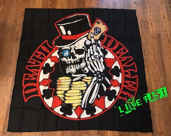 DEATH DEALER Wall Banner Tapestry Flag vintage biker motorcycle club house garage man cave