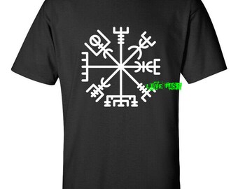 VEGVISIR NORSE VIKING Compass T Shirt nordic norse mythology asatru odin thor tyr