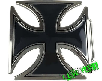 Chrome Iron Cross Belt Buckle: Biker Chopper Style