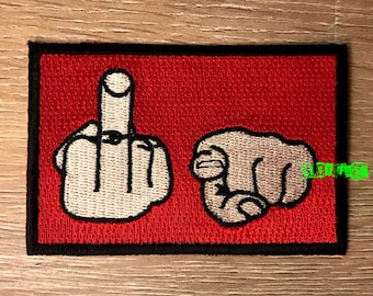 Screw You Embroidered Patch - Middle Finger Biker Vest Applique