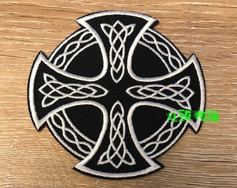 CELTIC CROSS PATCH Embroidered Iron On celts druid viking runes knotwork celtic artwork