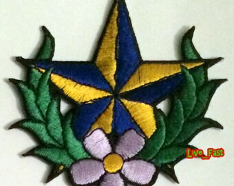 NAUTICAL STAR PATCH blue rockabilly retro traditional tattoo flash art embroidered iron on