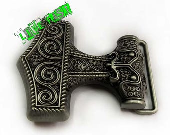 THORS HAMMER Belt Buckle Mjolnir viking jewelry nordic runes asatru norse mythology