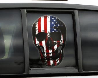 American Flag Skull Sticker - USA Vinyl Decal