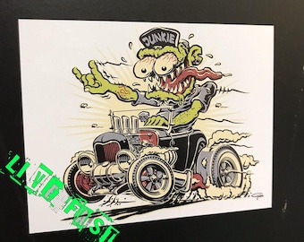 HOT ROD JUNKIE Sticker Decal vintage retro rat fink weirdo style car art