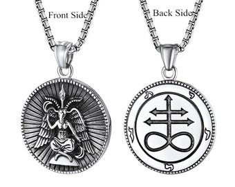 COLLAR BAPHOMET LEVIATHAN satanás pentagrama 666 black metal death metal gótico gótico ocultismo