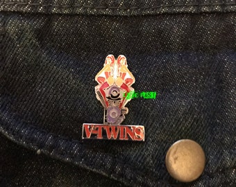 V-Twins Biker Jacket Lapel Pin: Chopper Motorcycle Engine Badge