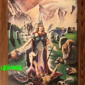 VIKING VALKYRIE PAINTING Art Print Poster vintage valhalla asatru nordic runes pagan odin thor thors hammer