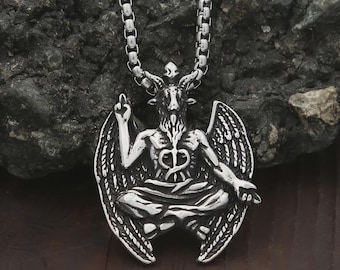 BAPHOMET PENDANT NECKLACE Stainless Steel satan 666 black metal death metal goth gothic occult