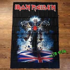 IRON MAIDEN - Eddie Motorcycle Biker Banner Tapestry Fabric Poster nwobhm, heavy metal, speed metal