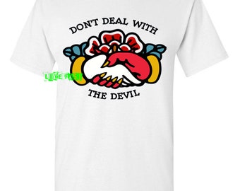 Vintage Traditional Tattoo Flash T-Shirt: Don't Deal With The Devil Skull Art