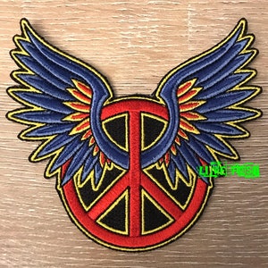 PEACE SIGN With wings Patch hippie jacket bell bottom pants patch psychedelic