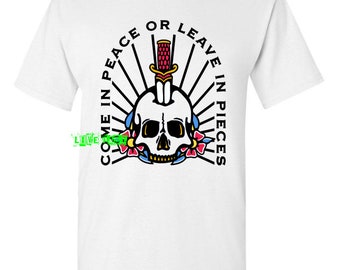 Skull & Dagger Tattoo Art T-Shirt, Vintage Biker Punk Rock
