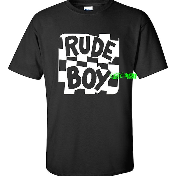 RUDE BOY T SHIRT ska rock steady northern soul reggae madness the specials trojan records