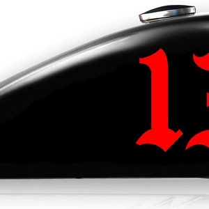 NUMBER 13 DECAL STICKER outlaw biker custom chopper motorcycle gas tank art