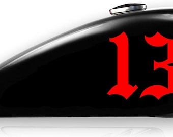 NUMBER 13 DECAL STICKER outlaw biker custom chopper motorcycle gas tank art
