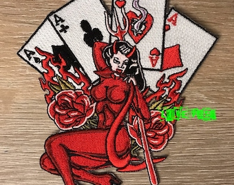 DEVIL GIRL PATCH evil woman biker las vegas casino gambler gambling