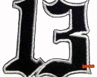 Lucky 13 Skull Decal Sticker CHOPPER BOBBER HOT RAT ROD Motorcycle Biker Trucker