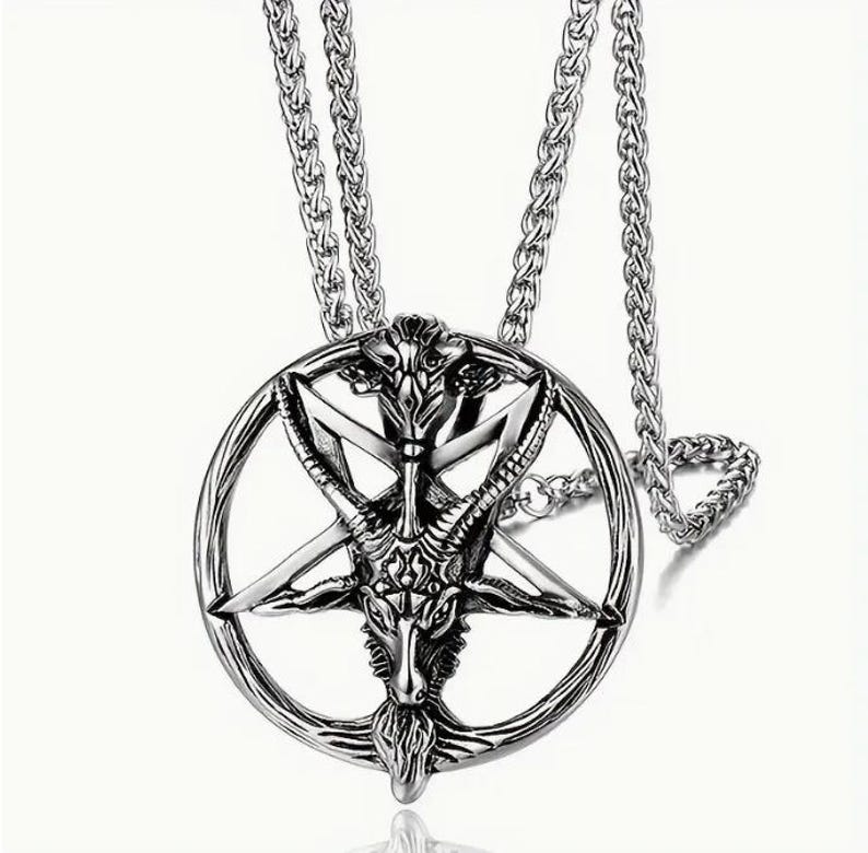 Collar con pentagrama de Baphomet, Satanás 666, black metal, death metal, gótico, ocultismo gótico