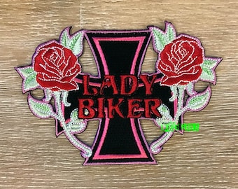 Patch bordado de motociclista: aplique vintage de motocicleta para passar a ferro