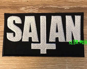 Blouson de combat SATAN avec écusson brodé baphomet 666 en métal noir