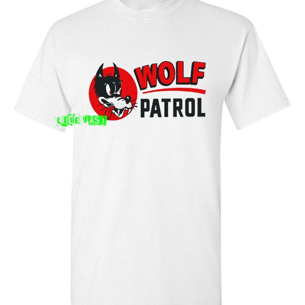 WOLF PATROL T SHIRT vintage style rétro hot rod drag racing decal 1940s 50s hot rodder