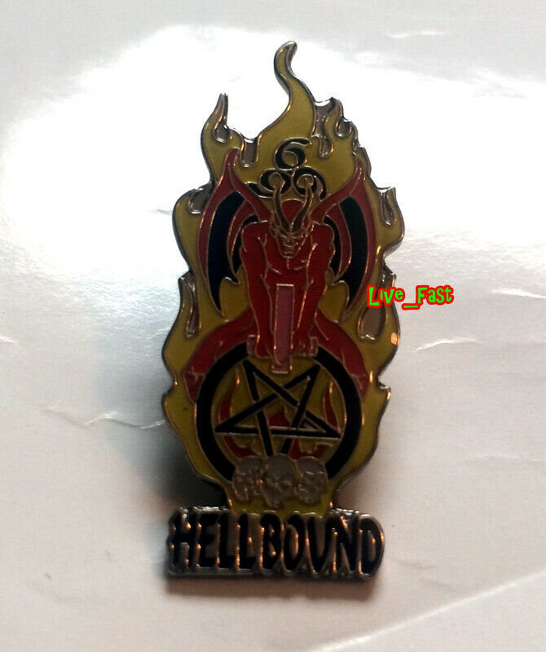 HELLBOUND 666 PENTAGRAM Lapel Pin Satan Evil Speed Thrash Black Metal ...