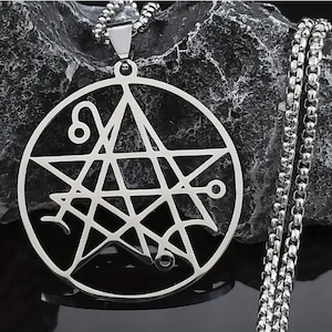 Necronomicon Gate Seal Stainless Steel Pendant: Esoteric Occult Necklace