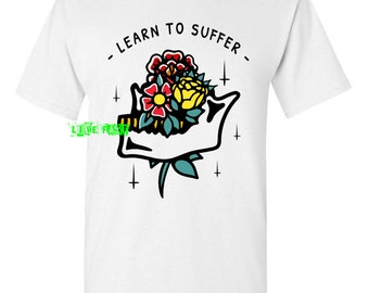 Vintage Tattoo Flash Art T-Shirt: Skull & Flowers