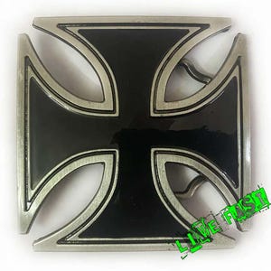 FIBBIA PER CINTURA Croce Di Ferro - Acciaio E Smalto Nero EUR 15