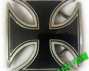Iron Cross Belt Buckle: Maltese Cross Biker Chopper Style