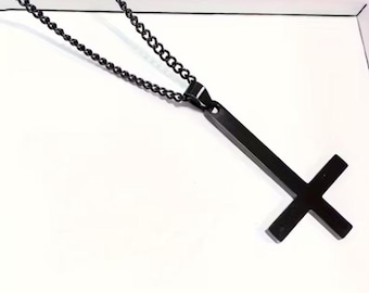 INVERTED CROSS PENDANT Necklace Stainless Steel satan 666 black metal death metal occult
