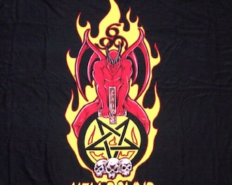 HELLBOUND 666 Wall Banner Flag Tapestry vintage 80s devil demon art