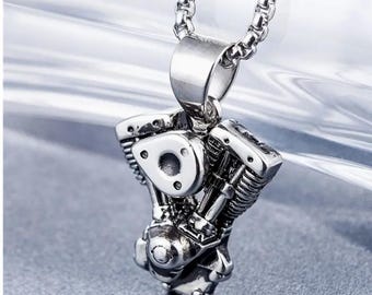 V TWIN ENGINE PENDANT Necklace chopper motorcycle biker jewelry Stainless