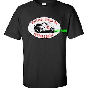 NATIONAL DRAGS &#39;64 T SHIRT vintage style hot rod drag racing drag strip decal design