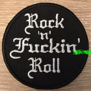 ROCK 'N' FUCKIN' ROLL Patch hard rock n roll thrash metal battle jacket psychobilly biker patch chopper motorcycle crude humor