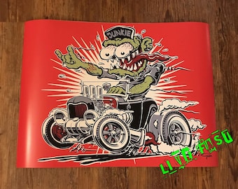 Hot Rod Junkie Poster: Vintage Rat Fink Car Art (18" x 24")